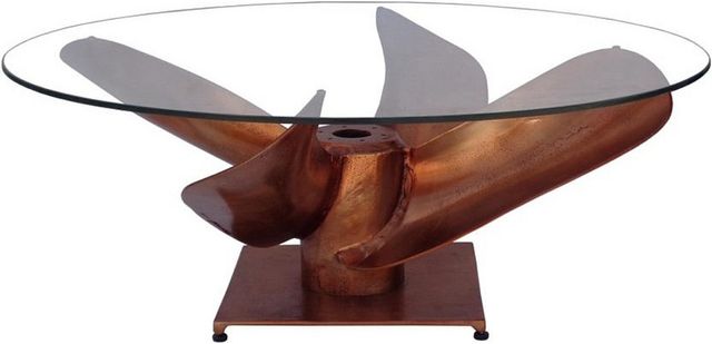 Moe's Home Collection Archimedes Glass Top Coffee Table with Copper Base-0