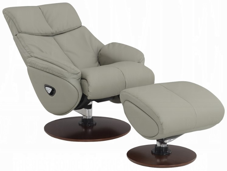 ACME Furniture Kandoro Gray Leather Manual Swivel Recliner and