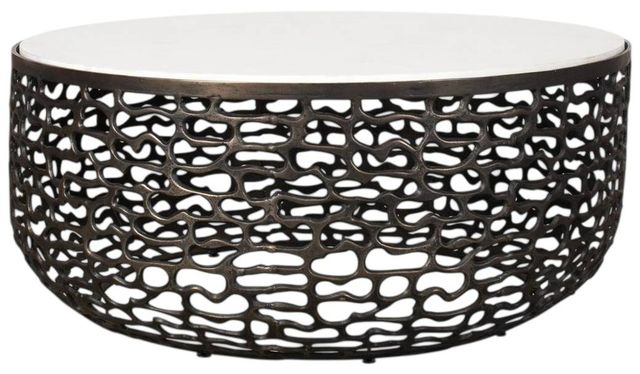 Uttermost® Sabena White Marble Top Indoor-Outdoor Coffee Table with Golden Dark Bronze Aluminum Base-0