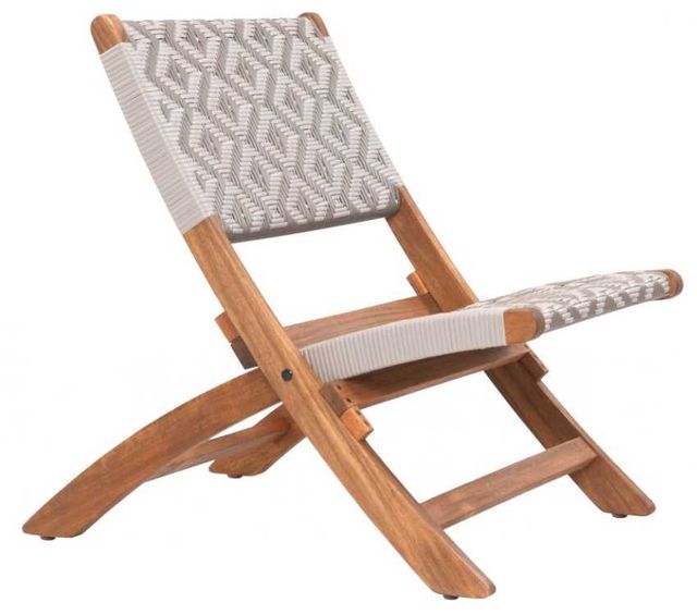 Zuo® Modern Tide Gray/Natural Wood Outdoor Lounge Chair-0