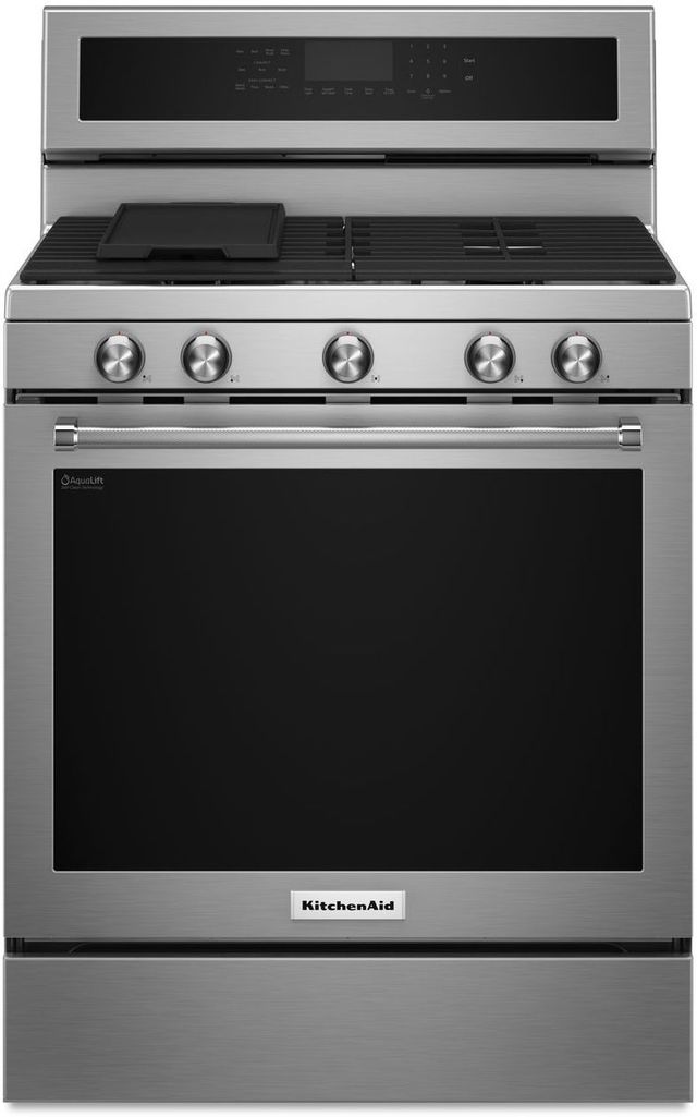 KitchenAid® 30" Stainless Steel Freestanding Gas Range-1