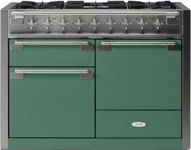 AGA™ Elise 48" Stainless Steel Pro Style Dual Fuel Range with Mineral Green Door
