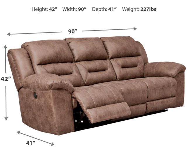 Signature Design by Ashley® Stoneland Fossil Power Reclining Sofa-3