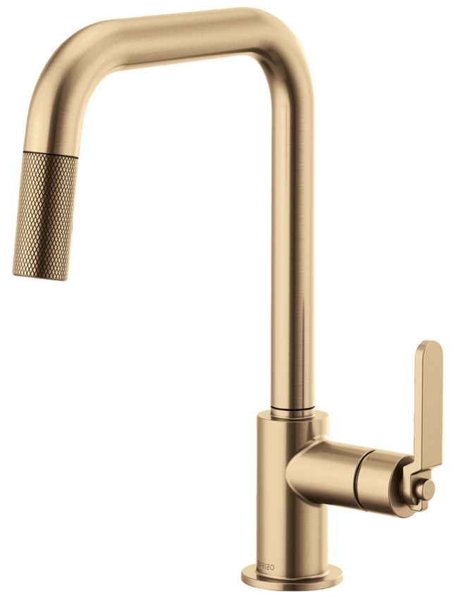 Brizo Litze® Brilliance® Luxe Gold® Pull-Down Faucet with Square Spout and Industrial Handle-0
