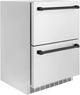 ZLINE Autograph Edition Touchstone 4.6 Cu. Ft. Stainless Steel Outdoor-Rated Refrigerator Drawers with Matte Black Handles-1
