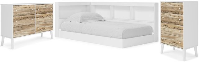 Signature Design by Ashley® Piperton 3-Piece Brown/White Twin Bookcase Storage Bed Set-0