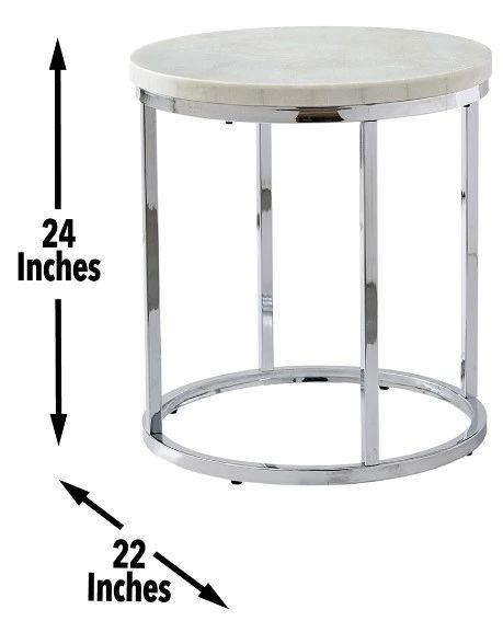 Steve Silver Co. Echo White End Table with Chrome Base-2