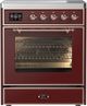 Ilve® Majestic III 30" Burgundy Pro Style Induction Range with Triple Glass Door and Copper Trim-0