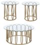 Coaster® Monett 3-Piece Tempered Glass Top Occasional Table with Chocolate Chrome Base Set-0