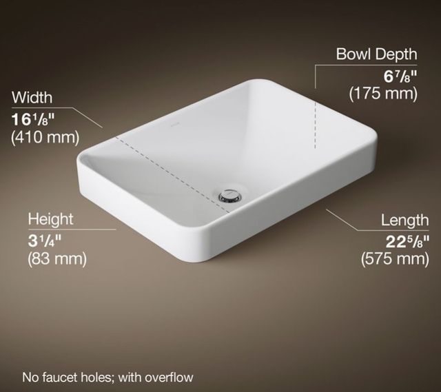 Kohler Vox® White 23.75" Rectangular Vessel Bathroom Sink-3
