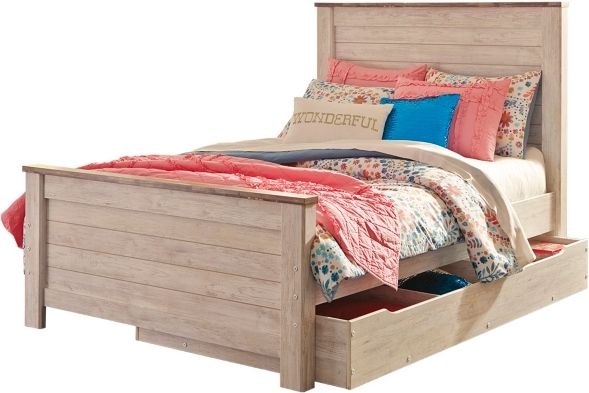 Signature Design by Ashley® Willowton 2-Piece Whitewash Full Panel Bed Set-1