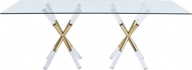 Meridian Furniture Mercury Glass Top Rectangular Dining Table with Acrylic/Gold Base-1