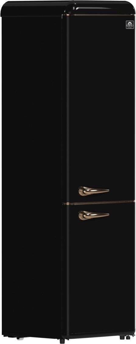 FORNO® Storico Alta Qualita 22" 9 Cu. Ft. Black Retro Counter Depth Bottom Freezer Refrigerator with Copper Tone Handle-2