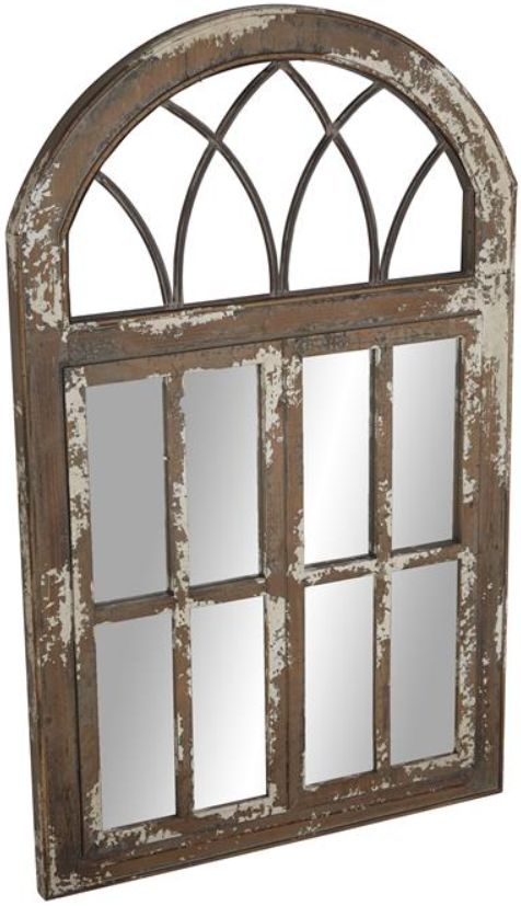 Deco Marche Brown 30" Arched Window Pane Wall Mirror-1