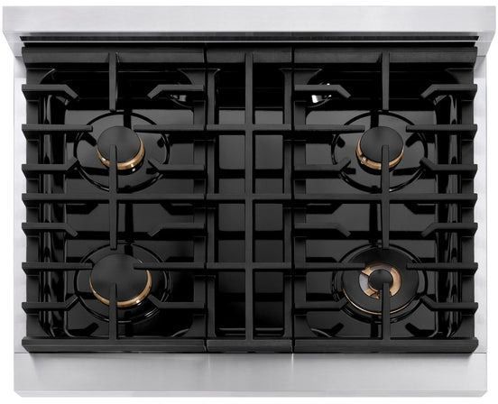 ZLINE Paramount Autograph Edition 30" Stainless Steel Gas Cooktop with Polished Gold Accents-2