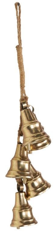 Deco Marche Gold Cascading Cluster Decorative Bells with Jute Hanging Rope-1