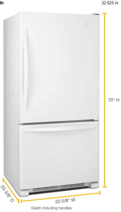 Whirlpool® Gold® 33 in. 22.0 Cu. Ft. White Bottom Freezer Refrigerator-2