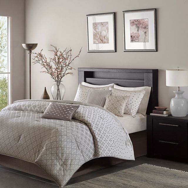 Olliix by Madison Park Biloxi 7 Piece Silver California King Comforter Set-0