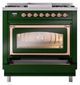 Ilve® Nostalgie II Noblesse 36'' Emerald Green Pro Style Dual Fuel Range with Copper Trim-3