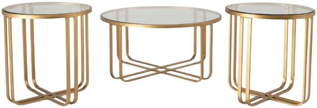 Signature Design by Ashley® Milloton 3-Piece Glass Top Occasional Table Set with Gold Base-1
