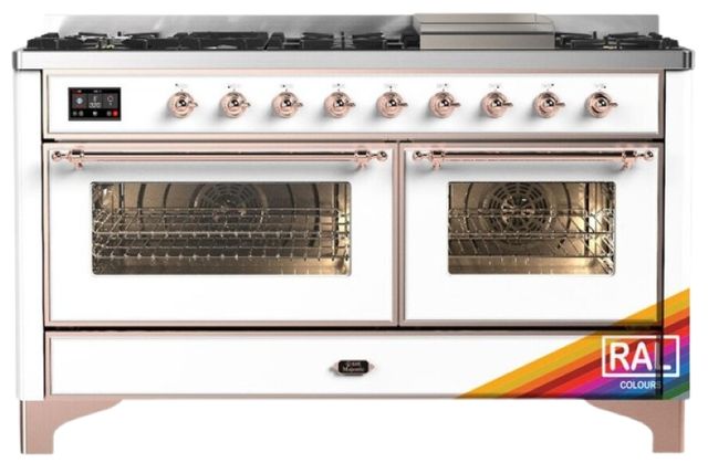 Ilve® Majestic III 60" Custom Pro Style Dual Fuel Liquid Propane Range with Triple Glass Door and Copper Trim-0