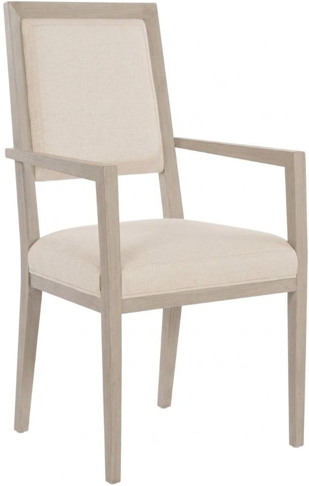 Bernhardt Axiom Beige/Linear Gray Dining Arm Chair-0