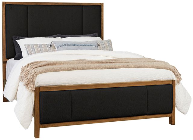 LM Co Home By Vaughan-Bassett Crafted Cherry by Ben & Erin Napier Black/Medium Cherry King Upholstered Panel Bed-0