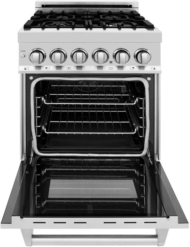 ZLINE Legacy 24" Stainless Steel Pro Style Dual Fuel Range with 4 Burner Gas Cooktop, Electric Convection Oven and Black Matte Door-1