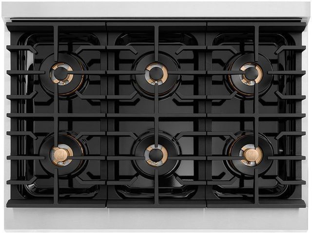 ZLINE Autograph Edition Paramount Series 36" Stainless Steel Pro Style Dual Fuel Range with Matte Black Door and  Champagne Bronze Accents-2