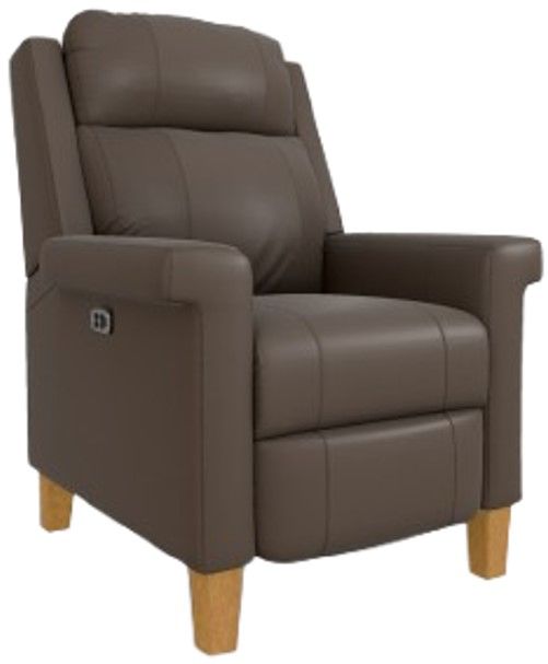 Best® Home Furnishings Customizable Prima Leather Manual High Leg Recliner with Honey Birch Legs-0