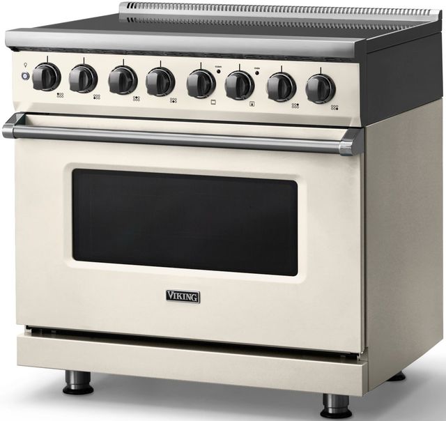 Viking® 5 Series 36" Pure White Pro Style Induction Range with Polished Chrome Trim-2