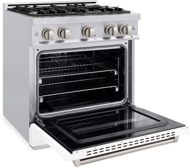 ZLINE Classic 30" Stainless Steel Pro Style Dual Fuel Range with White Matte Door-3