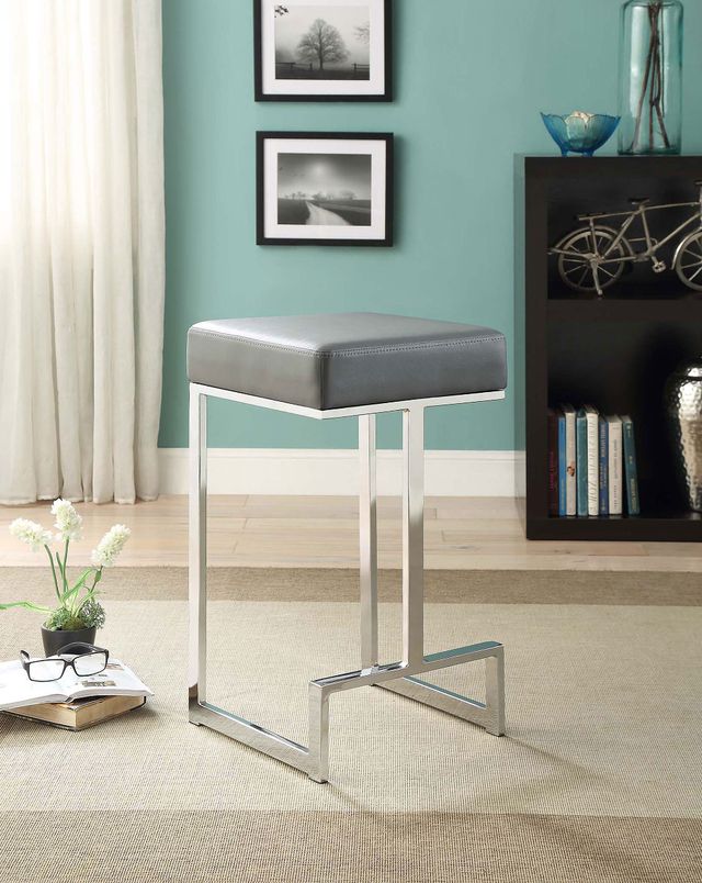 Coaster® Gervase Chrome/Gray Square Counter Stool-2