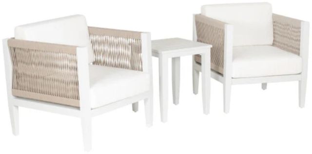 Linon Calabash 3-Piece White Aluminum/Fabric Outdoor Conversation Set-0