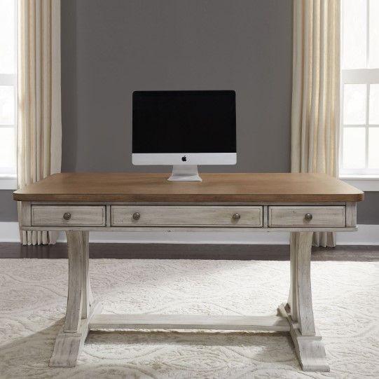 Liberty Furniture Farmhouse Reimagined Antique White/Chestnut Writing Desk-1