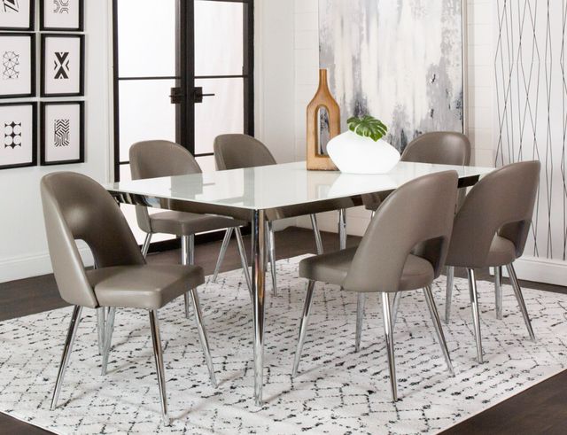 Cramco Atom Super White Glass Top 70" Dining Table with Chrome Base-3