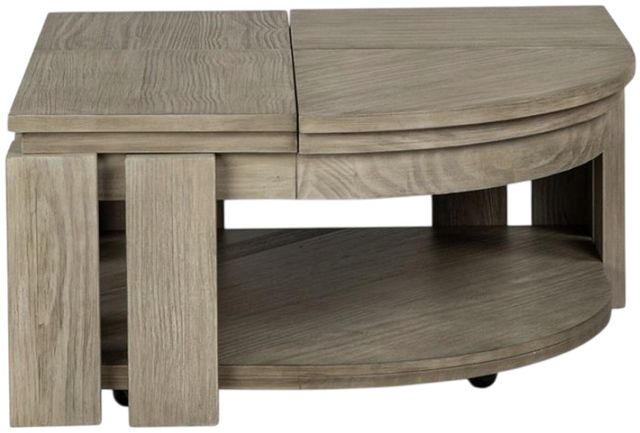 Magnussen Home® Conrad Stone Harbor Gray Pie Shaped Lift Top Cocktail Table with Casters-1