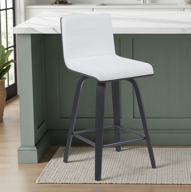Armen Living Vienna 4-Piece Black Brushed/White Swivel Counter Stool Set-1