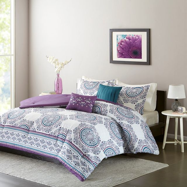 Olliix by Intelligent Design Anika Purple Twin/Twin XL Comforter Set-1