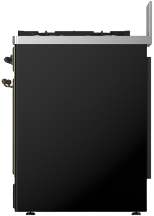 Ilve® Majestic III 30" Glossy Black Pro Style Dual Fuel Natural Gas Range with Triple Glass Door and Burnished Trim-3