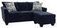 J Furniture Sophia Navy Sofa Chaise-0