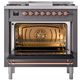 Ilve® Nostalgie II Noblesse 36'' Graphite Matte Pro Style Dual Fuel Range with Copper Trim-2