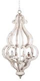 A & B Home Weathered White Carved Wooden Chandelier-1