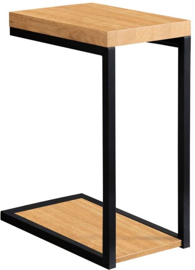 Coaster® Golden Oak C-Shape Snack Tables with Black Metal Frame-0
