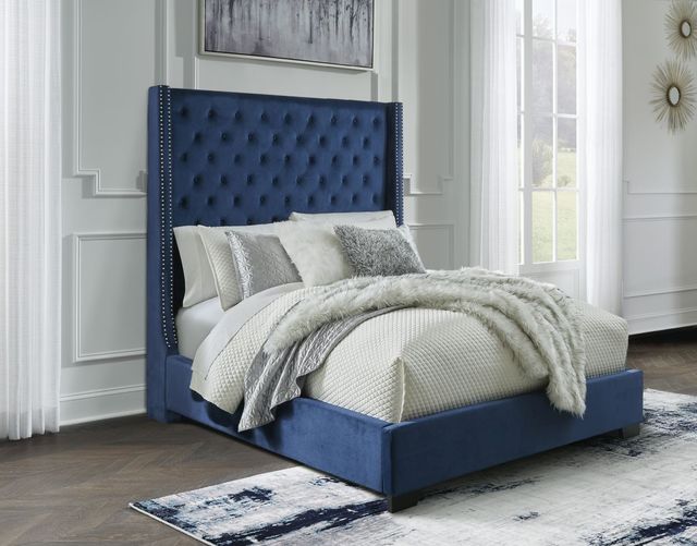Signature Design by Ashley® Coralayne Blue Queen Upholstered Headboard-4