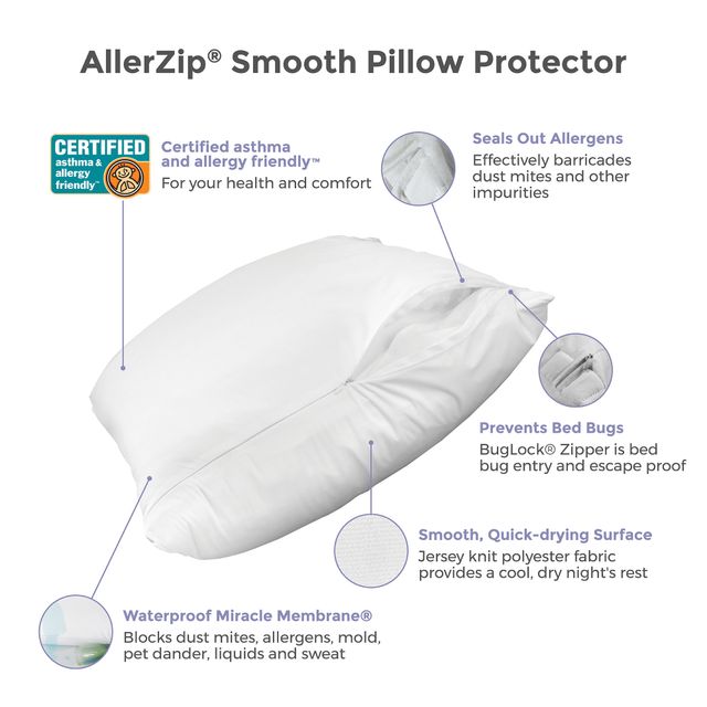 Protect-A-Bed® Originals White AllerZip® Queen Pillow Protector-2