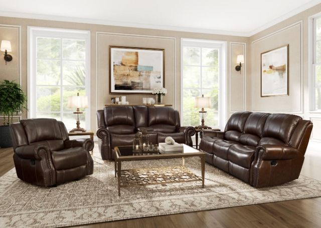 Corinthian Furniture Chocolate 40" Manual Reclining Sofa-1
