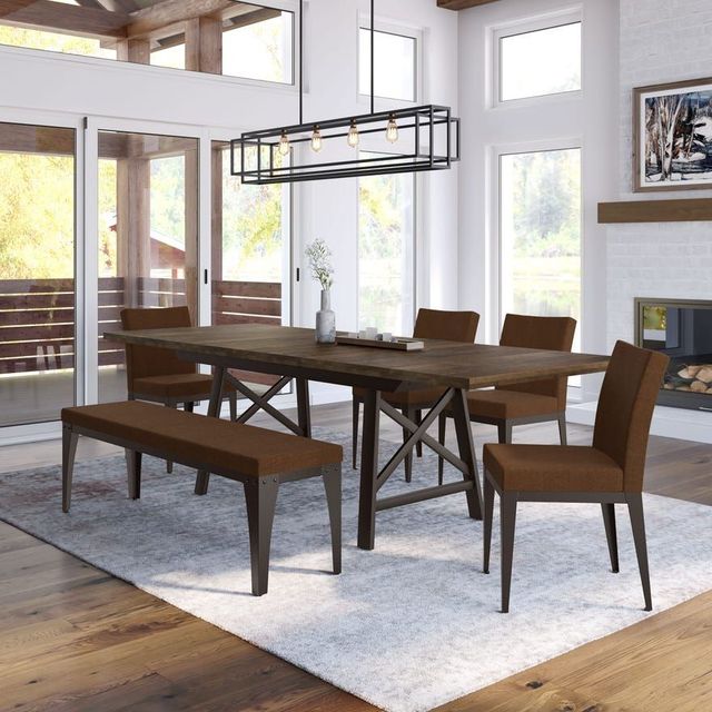 Amisco Customizable Lexington Dining Table with Two Extensions and Decorative Bolts-4