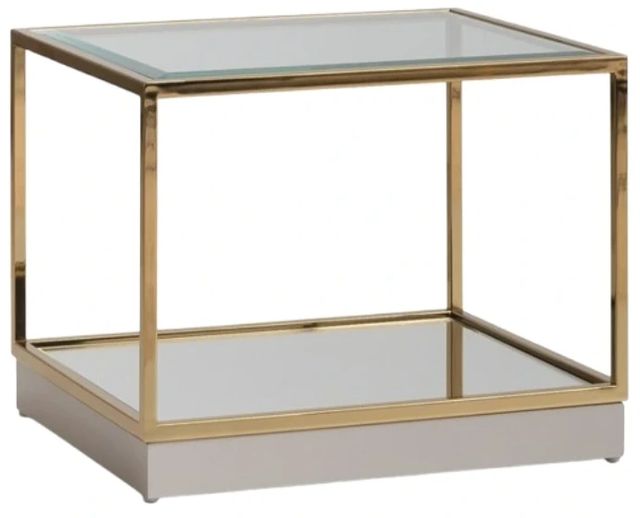 Michael Amini® Savannah Breeze 2-Piece Glass Top Tall Cocktail Table with Bright Gold Base Set-0