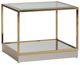 Michael Amini® Savannah Breeze 2-Piece Glass Top Tall Cocktail Table with Bright Gold Base Set-0
